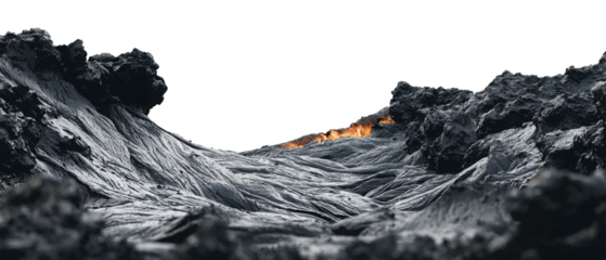 Hardened Lava Flow in Volcanic Landscape