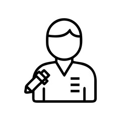 Author Writer Editor Person with Pen Outline Icon