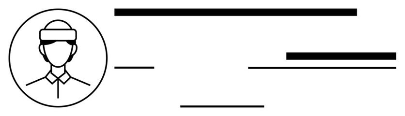 Monochrome avatar profile with headgear in a circle, accompanied by horizontal lines resembling name and information fields. Ideal for identity, online profile, UIUX design, CV, personal branding