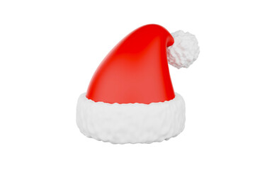 a red and white Santa hat on white background.