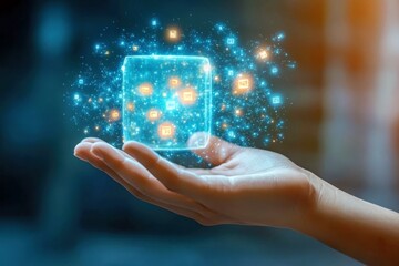 SD-WAN Digital transformation Healthcare data interoperability engineering No code backend IIoT Kolsquare Remote it Proptech Istio Hologram of scattered encrypted files floating in space symbolizing