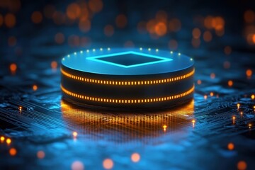 SD-WAN Machine learning engineer IIoT Kubernetes developer Epyc OpenVINO Jasper AI Axelera abacus Akkio A modern sleek RFID chip glowing in metallic casing symbolizing surveillance and control traffi