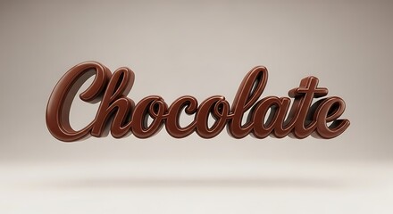 Chocolate text rendered in glossy dark brown 3 D script word font