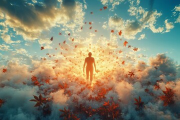 Microdosing Entourage effect Psilocybin therapy EVALI aphantasia self-concept Mindbloom Liminal Trip cbd Into the Cryptoverse A figure surrounded by swirling clouds of smoke and leaves symbolizing ev