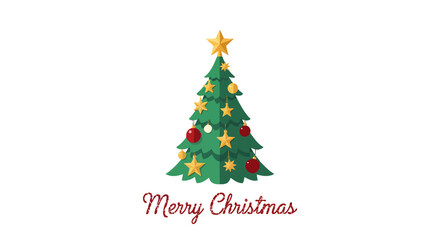 Merry Christmas Tree Illustration Festive Holiday Season Greeting for Cards and Designs