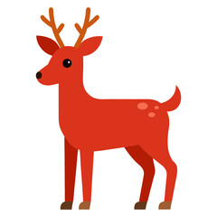 Illustration of a red deer with brown antlers art on transparent background
