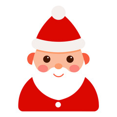 Illustration of a cartoon santa claus with red hat on transparent background