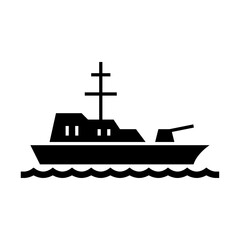 naval ship glyph icon. warship illustration.