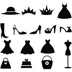 Chic Black Fashion & Accessories Collection – Bags, Swimwear, and Summer Wardrobe Essentials Vector Set