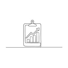 Business Growth Chart Clipboard Line Art Vector