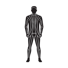 Stylized Human Figure with Suit Icon Fashion Design Outline Modern Fashion Vector Illustration