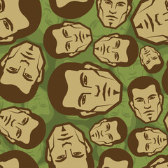 pattern human faces in camouflage colors. Vector background for military, abstract art, or dark technology themes.