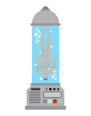Cryonics chamber or capsule for whole-body preservation. Vertical cryogenic freezing tank for human life extension and resurrection technology.