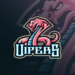 Vipers mascot logo design vector. Angry vipers illustration for sport and esport team.