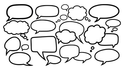 Fototapeta premium Collection of various empty speech and thought bubble shapes for comic book design