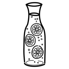 Glass water jug with lemon slices simple holiday drink art great for winter menus cozy illustrations and Christmas food collections