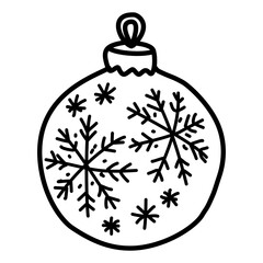 Classic ornament with snowflake design elegant Christmas decor line art perfect for holiday cards festive crafts and winter decorating themes