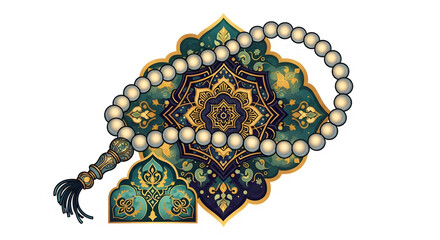 Fototapeta premium Islamic tasbih prayer beads with intricate mandala pattern design
