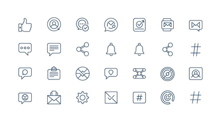 Collection of communication and social media interface icon set