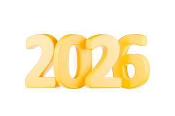 The number 2026 is displayed in large, yellow, three-dimensional characters.