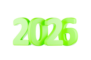The number 2026 is displayed in large, green, three-dimensional characters.