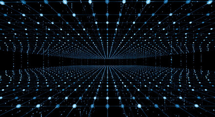 Abstract Data Matrix A Deep Dive into the Digital Realm with Infinite Blue Grids