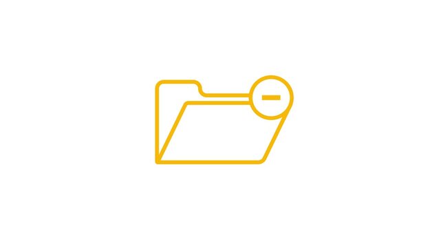 Orange outline icon of an open folder with a minus symbol inside a circle indicating deletion or removal