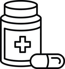 Pill Bottle and Capsule Icon medicine pills