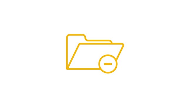 Orange outline icon of a folder with a minus symbol inside a circle indicating deletion or removal of files
