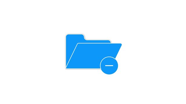 Simple blue folder icon with a minus sign in a circle indicating deletion or removal of files