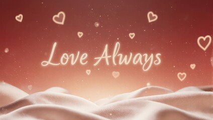 Love Always Romantic Background with Hearts and Soft Light.