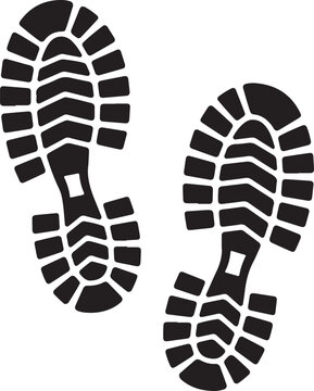 A black and white silhouette of some boot prints