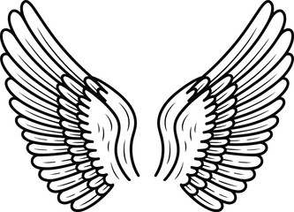 Stylized Angel Wings Outline bird wings feather wings