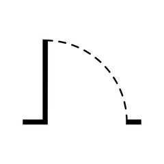 Fototapeta premium Architectural door swing plan symbol, outline drawing for floor plan designs