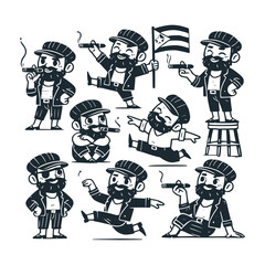 Children's line scribble of playful cuban man