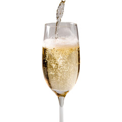Glass of sparkling champagne for celebration transparent background png