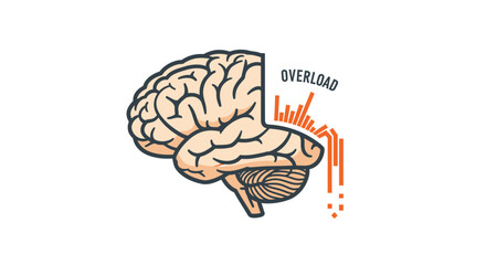 Experiencing mental overload and burnout conceptualized with brain illustration, showcasing stress, anxiety, and cognitive fatigue for health and wellness campaigns