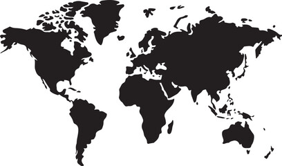 Black silhouette isolated World map