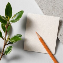 eco-inspired branding mockup with plant and pencil