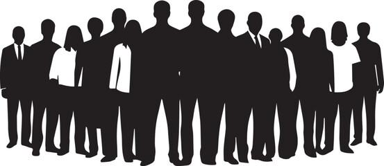 Diverse group of silhouetted business people standing together unified for human rights