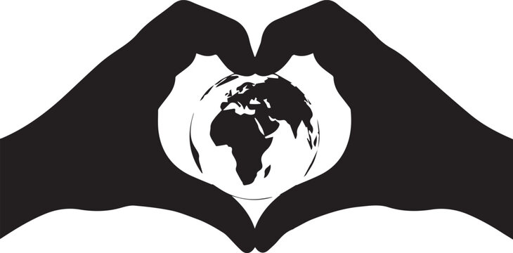Human rights day hands forming heart shape around planet earth globe