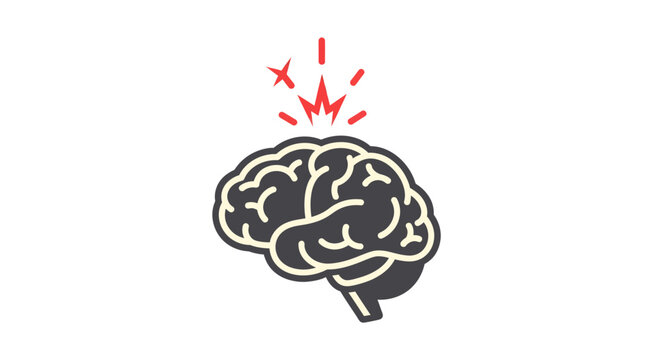 Brain sending signals with red indicators, representing mental health, memory loss, headaches, or neurological issues and cognitive function