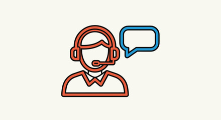 Professional customer support icon with headset and speech bubble offering friendly assistance for your business needs ensuring customer satisfaction, Generative AI*