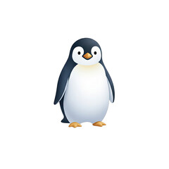 Obraz premium A Charming Vector Penguin Character Stands Isolated on a Transparent Black Background Featuring Clean Fluid Lines and a Playful Demeanor Ideal for Aquatic and Wildlife Graphics