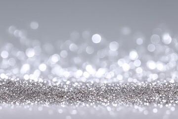 Silver Glitter Surface with Bokeh Lights on Soft Grey Gradient Background for Celebration Backdrop Holiday Decor Abstract Festive Event Decoration Texture