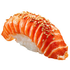 Fresh Tuna Nigiri Sushi with Sesame Seeds Isolated on Transparent Background