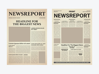 Vintage Newspaper Front Page Template, Classic News Report Layout Mockup, old newspaper and daily newspaper, news, newsletter