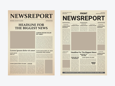Vintage Newspaper Front Page Template, Classic News Report Layout Mockup, old newspaper and daily newspaper, news, newsletter