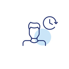 Male user and clock. Activity logs and availability status. Pixel perfect, editable stroke vector icon