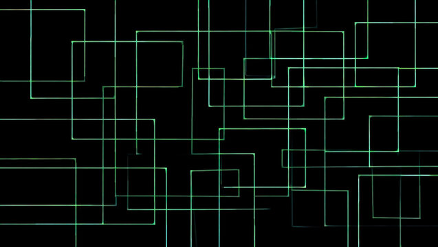 An abstract digital background composed of intertwining green, gold, and blue lines forming a network against a black background, evoking an atmosphere of technology and interconnectedness.